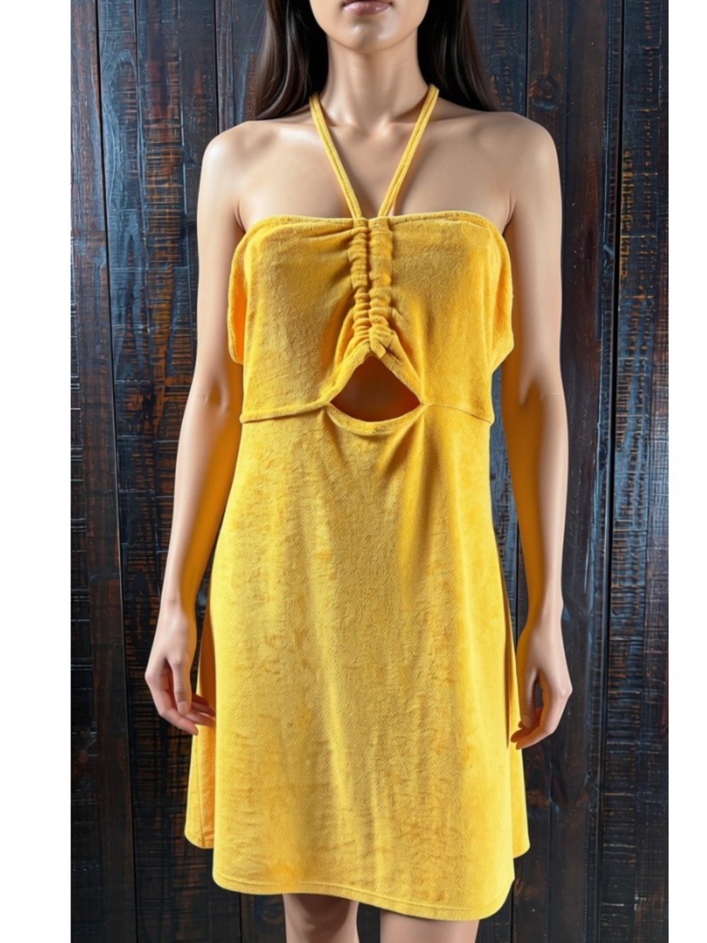 H&M Divided Velour Terry Halter Beach Summer Dress LARGE